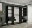 driedeurs kledingkast met drie spiegels Etna 21, kleur: mat zwart / zwart marmer - afmetingen: 200 x 250 x 62 cm (H x B x D), met voldoende opbergruimte