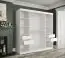 bijzondere kledingkast met grote spiegel Etna 67, kleur: mat wit / zwart marmer - afmetingen: 200 x 200 x 62 cm (H x B x D), met 10 vakken en twee kledingstangen