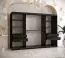 Grote kledingkast met één deur met spiegel Zumsteinspitze 18, kleur: mat zwart - afmetingen: 200 x 250 x 62 cm (H x B x D), met 10 vakken