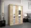 Schuifdeurkast / kleerkast Polos 03 met spiegel, kleur: Sonoma eiken - afmetingen: 200 x 150 x 62 cm (H x B x D)