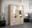 Schuifdeurkast / kleerkast met spiegel Hacho 03, kleur: Sonoma eiken - afmetingen: 200 x 150 x 62 cm ( H x B x D)