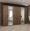 Kleiderschrank / Drehtürenschrank | Farbe: Walnuss | 3 Meter breit | vier Kleiderstangen | Soft-Close | zwei Spiegeltüren | Griffe: Schwarz | vier Fächer