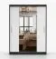 1,5 meter brede kledingkast / schuifdeurkast / wit / zwart / Bucegi 04 / met spiegel / 2 deuren / handgrepen: Aluminium / 250 x 150 x 61 cm