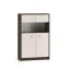 Vitrine Mackenzie 03 / Handgrepen: metaal / Kleur: eiken Dunin / kasjmier hoogglans / 2 deuren / Maten: 92 x 40 x 141 cm / Soft-Close functie / ABS-randen