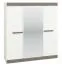 Draaideurkast / kleerkast Knoxville 28, kleur: wit grenen / grijs - Afmetingen: 202 x 183 x 65 cm (H x B x D), met 4 deuren, 3 laden en 5 vakken