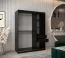 Schiebetürenschrank / Kleiderschrank Jan 03A, Farbe: Schwarz - Abmessungen: 200 x 150 x 62 cm ( H x B x T)
