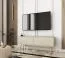 TV-kast / TV-meubel met push-to-open-functie Horsham 48, kleur: beige, poten: goud, aan de muur te bevestigen, twee kiep- kantelvakken, ABS-randafwerking, voor de woonkamer