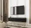 Moderne TV-onderkast met geribbeld front Horsham 37, kleur: zwart, push-to-open-functie, poten: goud, aan de muur te bevestigen, ABS-randbescherming