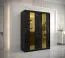 Kledingkast met edel marmerdesign Hochfeiler 12, kleur: zwart / zwart marmer - afmetingen: 200 x 150 x 62 cm (H x B x D), met twee spiegels en vijf vakken