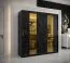 elegante kledingkast met voldoende opbergruimte Hochfeiler 20, kleur: zwart / zwart marmer - afmetingen: 200 x 200 x 62 cm (H x B x D), met twee spiegels en twee kledingstangen
