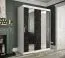 Stijlvolle kledingkast Etna 11, kleur: mat wit / zwart marmer - afmetingen: 200 x 150 x 62 cm (H x B x D), met twee spiegels
