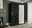 Kledingkast met voldoende opbergruimte Etna 81, kleur: mat zwart / zwart marmer - afmetingen: 200 x 150 x 62 cm (H x B x D), met één deur met spiegel