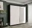 elegante kledingkast met deur met spiegel Etna 90, kleur: mat zwart / wit marmer - afmetingen: 200 x 200 x 62 cm (H x B x D), met voldoende opbergruimte