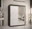 elegante kledingkast met één deur met spiegel Liskamm 35, kleur: mat zwart / mat wit - afmetingen: 200 x 150 x 62 cm (H x B x D), met voldoende opbergruimte