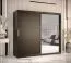elegante kledingkast met één deur met spiegel Liskamm 44, kleur: mat zwart - afmetingen: 200 x 200 x 62 cm (H x B x D), met 10 vakken en twee kledingstangen