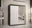 elegante kledingkast met vijf vakken Balmenhorn 83, kleur: mat zwart / mat wit - afmetingen: 200 x 150 x 62 cm (H x B x D), met één deur met spiegel