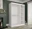 elegante kledingkast met één deur met spiegel Etna 84, kleur: mat wit / wit marmer - afmetingen: 200 x 150 x 62 cm (H x B x D), met voldoende opbergruimte