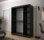 moderne kledingkast met deur met spiegel Dom 89, kleur: mat zwart / eiken Artisan - afmetingen: 200 x 150 x 62 cm (H x B x D), met voldoende opbergruimte