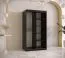 elegante kledingkast met één deur met spiegel Liskamm 28, kleur: mat zwart - afmetingen: 200 x 100 x 62 cm (H x B x D), met vijf vakken en twee kledingstangen
