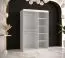 elegante kledingkast met één deur met spiegel Balmenhorn 78, kleur: mat wit / mat zwart - afmetingen: 200 x 120 x 62 cm (H x B x D), met vijf vakken en twee kledingstangen