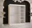 elegante kledingkast met één deur met spiegel Balmenhorn 34, kleur: mat wit / mat zwart - afmetingen: 200 x 150 x 62 cm (H x B x D), met vijf vakken