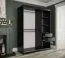 Kledingkast met voldoende opbergruimte Etna 81, kleur: mat zwart / zwart marmer - afmetingen: 200 x 150 x 62 cm (H x B x D), met één deur met spiegel
