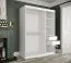 elegante kledingkast met één deur met spiegel Etna 84, kleur: mat wit / wit marmer - afmetingen: 200 x 150 x 62 cm (H x B x D), met voldoende opbergruimte