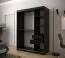 elegante kledingkast met deur met spiegel Dom 90, kleur: mat zwart / mat wit - afmetingen: 200 x 150 x 62 cm (H x B x D), met vijf vakken en twee kledingstangen