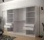 Grote kledingkast met één deur met spiegel Dom 105, kleur: mat wit / eiken Artisan / mat zwart - afmetingen: 200 x 250 x 62 cm (H x B x D), met 10 vakken en twee kledingstangen