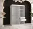 elegante kledingkast met één deur met spiegel Balmenhorn 78, kleur: mat wit / mat zwart - afmetingen: 200 x 120 x 62 cm (H x B x D), met vijf vakken en twee kledingstangen
