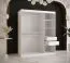 elegante kledingkast met één deur met spiegel Balmenhorn 34, kleur: mat wit / mat zwart - afmetingen: 200 x 150 x 62 cm (H x B x D), met vijf vakken