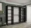 Kledingkast met één deur met spiegel Etna 93, kleur: mat zwart / zwart marmer - afmetingen: 200 x 250 x 62 cm (H x B x D), met voldoende opbergruimte