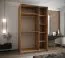 Kledingkast / schuifdeurkast / 245,5 x 150 x 64 cm / 2 kledingstangen / 6 vakken / soft-close / 2 schuifdeuren / spiegel / kleur: Artisan eiken