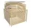 Buiten sauna / saunahuis Bugnara 02 / Noordse spar / metaal: grijs / lamellenwanden als privacyscherm / 38 mm wand dikte / 231 x 276 x 232 cm / 9 kW kachel met bedieningseenheid