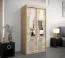 Schiebetürenschrank / Kleiderschrank Hacho 1 mit Spiegel, Farbe: Eiche Sonoma - Abmessungen: 200 x 100 x 62 cm ( H x B x T)