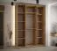 Schuifdeurenkast Mina in eiken/wit, front van gelamineerd plaatmateriaal, stofwerende borstels, zwarte metalen handgrepen, ruimtebesparend, 235,2 x 180 x 60 cm