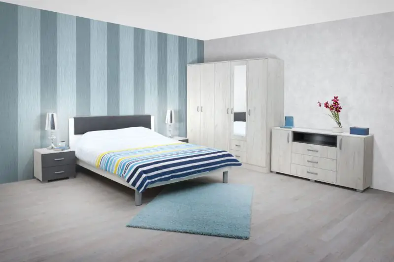 Slaapkamer compleet - Set D Sidonia, 7 delig, kleur: eiken wit / antraciet