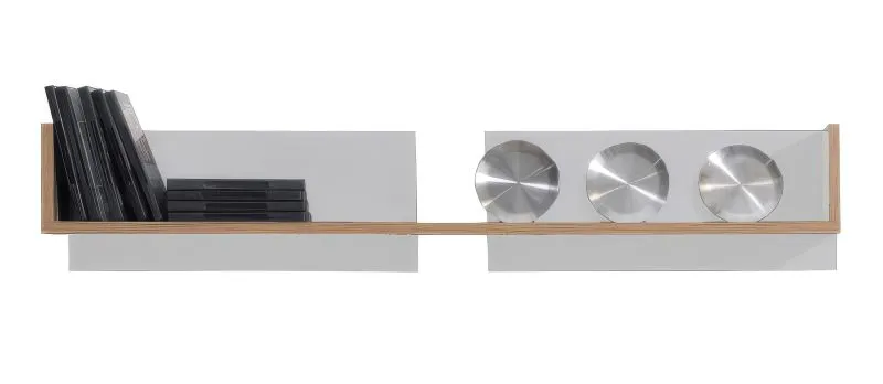 hangplank / wandrek "Tinlot" 13, wit / walnoten - Afmetingen: 20 x 110 x 24 cm (H x B x D)