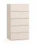 Kommode | schmal | 5 Schubladen | Farbe: Beige | Soft-Close Funktion | Maße: 62,5 x 47 x 112 cm | Griffe: Weiß | schlichtes Design | für Wohnzimmer