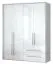 Draaideurkast / kleerkast met LED-ombouw Siumu 28 , kleur: wit / wit hoogglans - 226 x 187 x 60 cm (H x B x D)