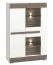 Vitrine Knoxville 05, kleur: wit grenen / grijs - afmetingen: 140 x 92 x 42 cm (h x b x d), met 2 deuren en 8 vakken