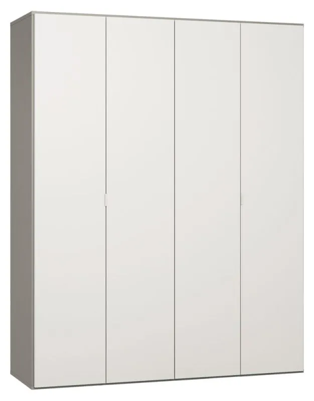 Draaideurkast / kledingkast Bellaco 19, kleur: grijs / wit - Afmetingen: 232 x 185 x 57 cm (H x B x D)