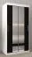 Schuifdeurkast / kledingkast Bisaurin 1B met spiegel, kleur: mat wit / Zwart - Afmetingen: 200 x 100 x 62 cm ( H x B x D)