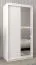 Schuifdeurkast / kledingkast Bisaurin 1C met spiegel, kleur: mat wit - Afmetingen: 200 x 100 x 62 cm ( H x B x D)