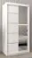 Schuifdeurkast / kledingkast Jan 01B met spiegel, kleur: mat wit - Afmetingen: 200 x 100 x 62 cm ( H x B x D)