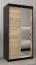 Schuifdeurkast / kledingkast met spiegel Tomlis 01B, kleur: zwart / eiken Sonoma - Afmetingen: 200 x 100 x 62 cm (H x B x D)
