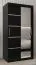 Schuifdeurkast / kledingkast Jan 01B met spiegel, kleur: Zwart - Afmetingen: 200 x 100 x 62 cm ( H x B x D)