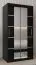Schuifdeurkast / kledingkast Jan 01D met spiegel, kleur: Zwart - Afmetingen: 200 x 100 x 62 cm ( H x B x D)