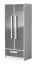 Kinderzimmer - Drehtürenschrank / Kleiderschrank Walter 01, Farbe: Weiß / Grau Hochglanz - 191 x 80 x 50 cm (H x B x T)