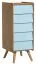 Kommode Jorinde 11, Farbe: Eiche / Blau - Abmessungen: 128 x 51 x 41 cm (H x B x T)